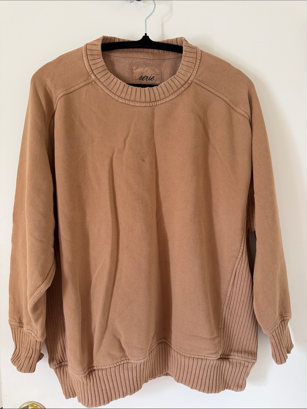 aerie Oversized Pullover Sweatshirt - Camel Brown